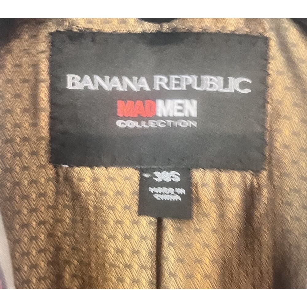Banana Republic Mad Men Plaid Blazer 38S Tailored Slim Fit Navy Red Gold Lining - Picture 2 of 16